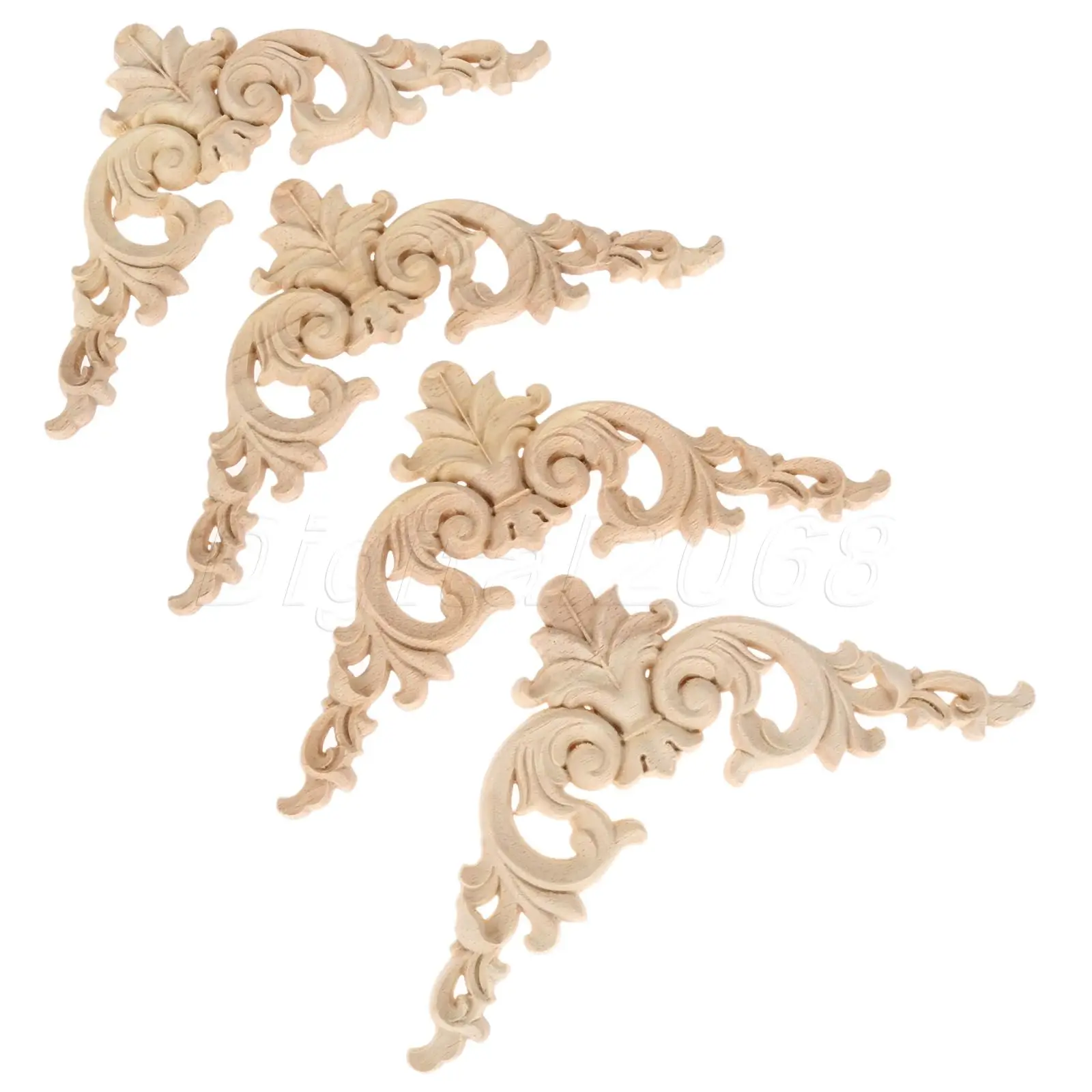 Home & Garden 4pcs Wood Carved Corner Onlay Applique Decal Door