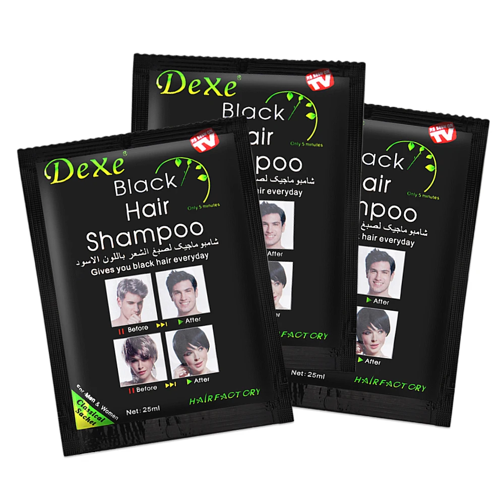 mais rápido cabelo preto restaurar tratamento shampoo corante