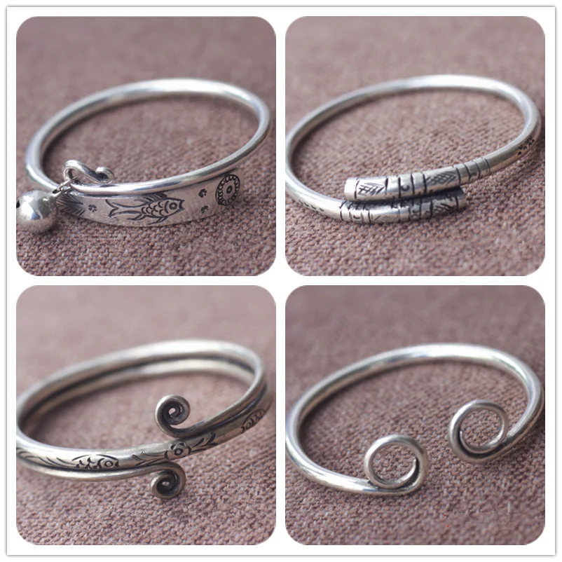 

Miao silver Tibetan silver men and women bracelets handmade ethnic wind bracelets couple bracelets