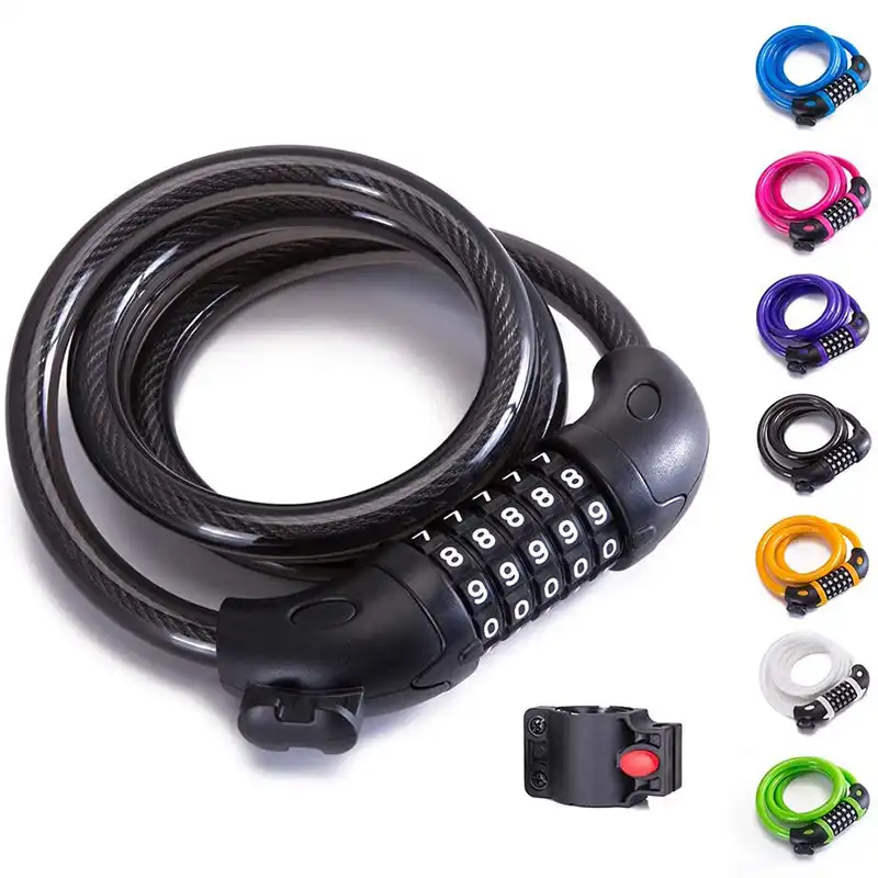 3 Digit Combination Portable Bicycle Bike Locks Spiral Steel Safety Cable Lock