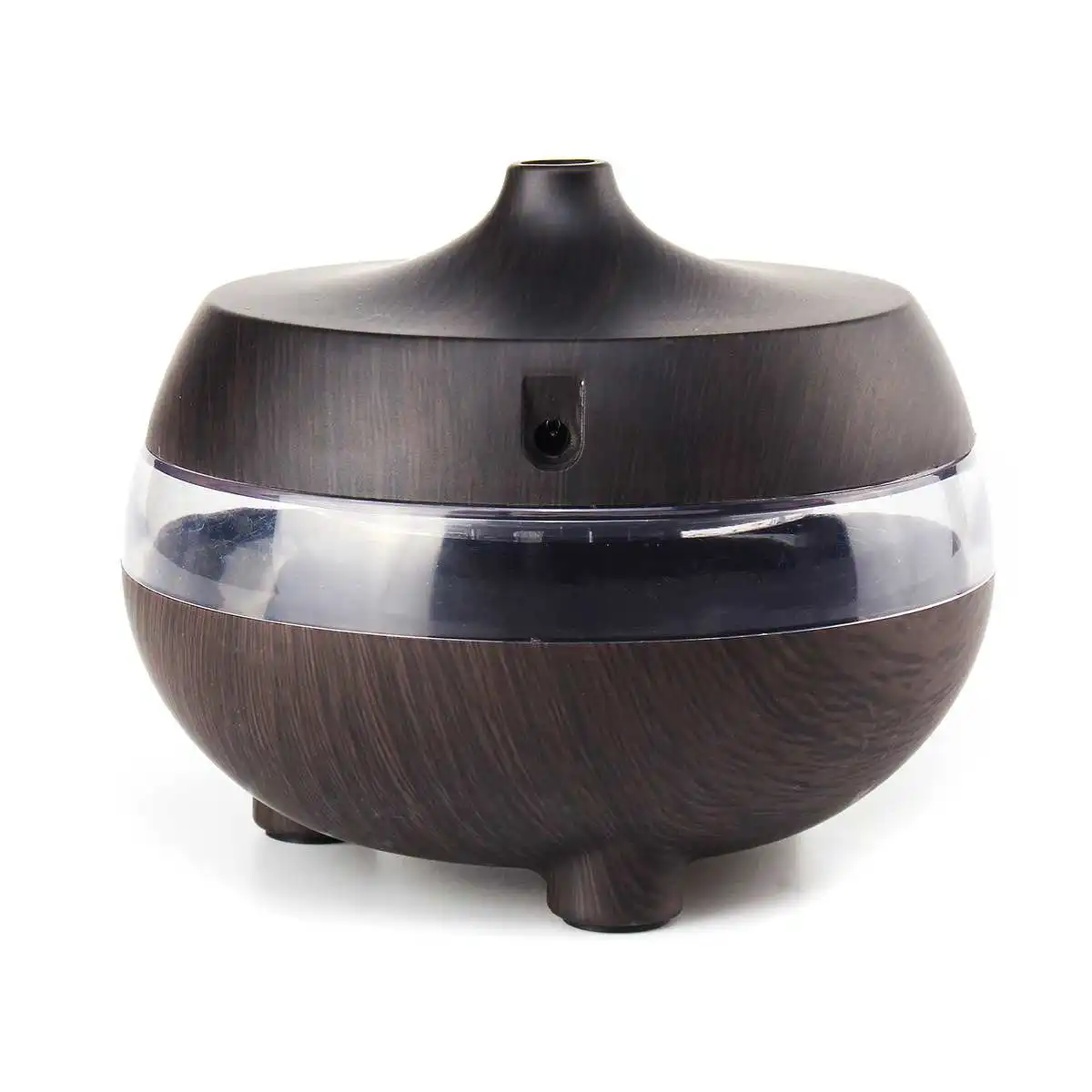 Mini Wood Grain 300ml Ultrasonic Air Humidifier USB Car Essential Oil Diffuser With 7 Changing Led Lights For Home Office - Color: black