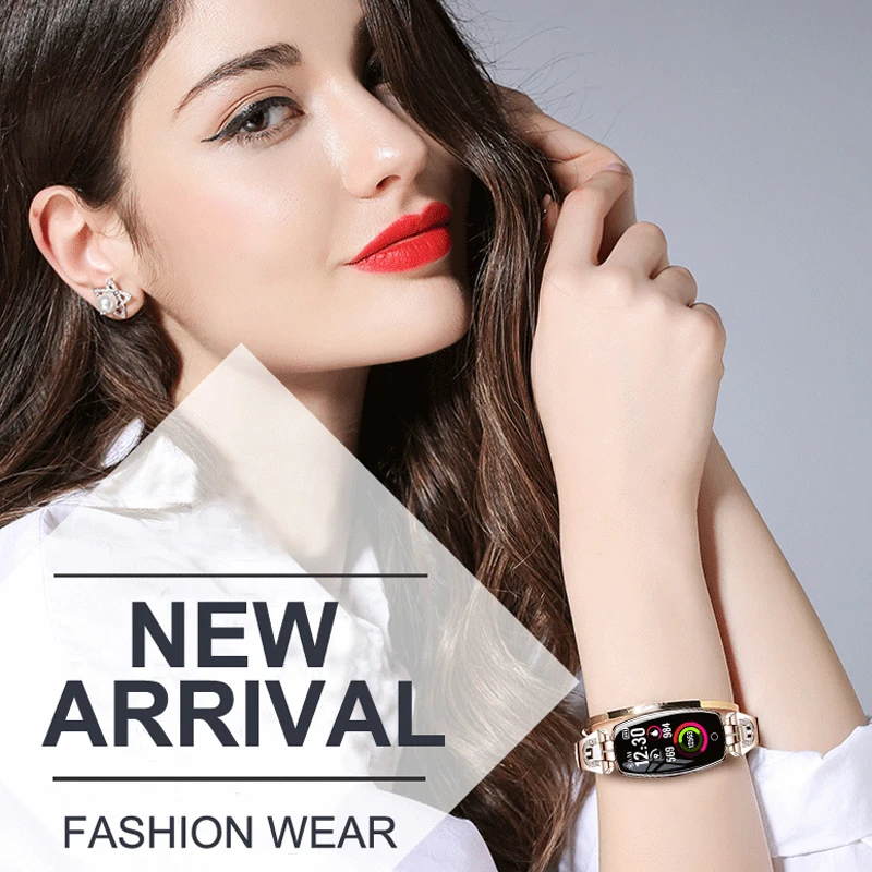 Comprar Reloj inteligente H8 para mujer, reloj de presión arterial, Monitor de ritmo cardíaco, pulsera inteligente IP67, reloj inteligente a prueba de agua