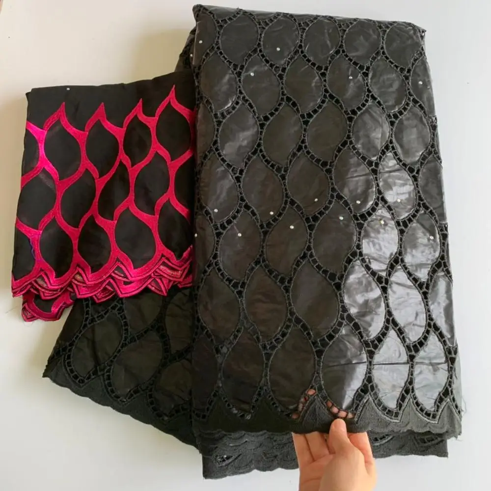 2020 France Bazin Riche Fabric African Lace black with Stone 5+2 yard for Everyday wear | Дом и сад