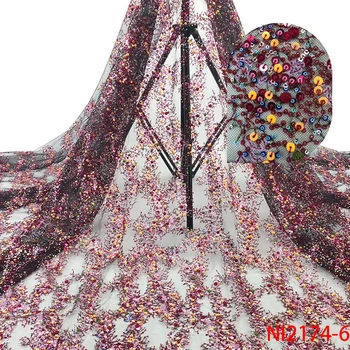 

New Design French Sequins Lace Sequence Lace Fabric Lace Material Trim Sewing Accessories For Party Dress Sequence Lace NI2174-6