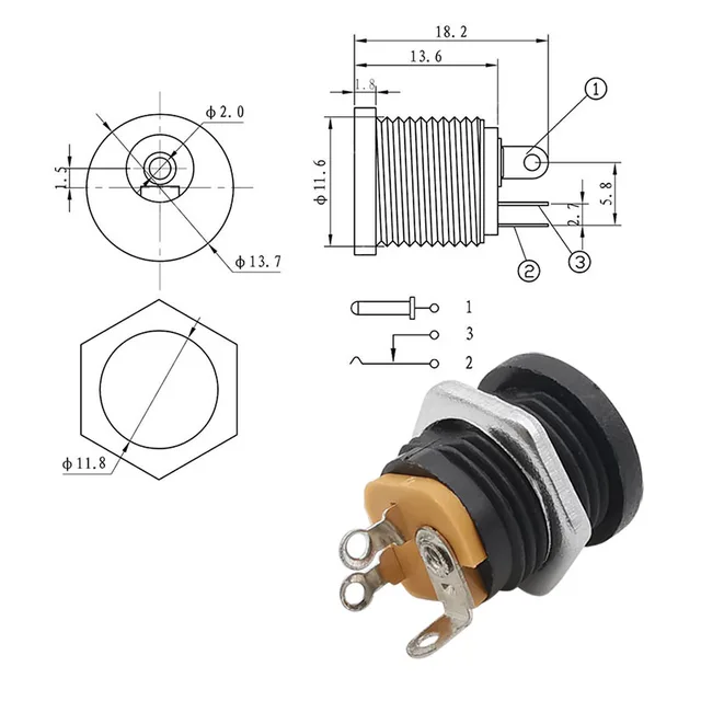 Cordon dalimentation Connecteur DC-Jack 5.5x2.5mm 1m (M/H) - Cablematic