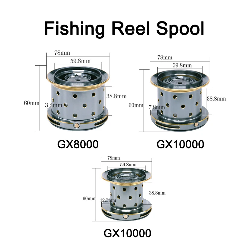 DEUKIO Fishing Reel Spool GX10000 All Metal Spool Max Drag Prower High Speed 11+1BB Spinning Reel Carp Saltwater for Accessory