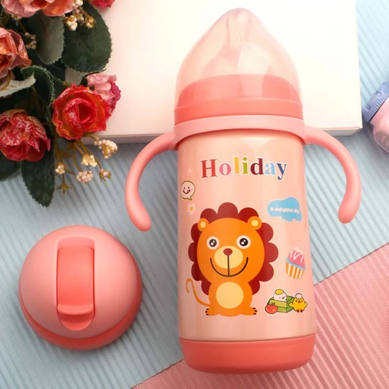 NIEHAINA Baby Feeding Cup With Cover Stainless Steel Milk Thermos for  Children Insulated hot water Bottle leak-poof thermal Cup - AliExpress