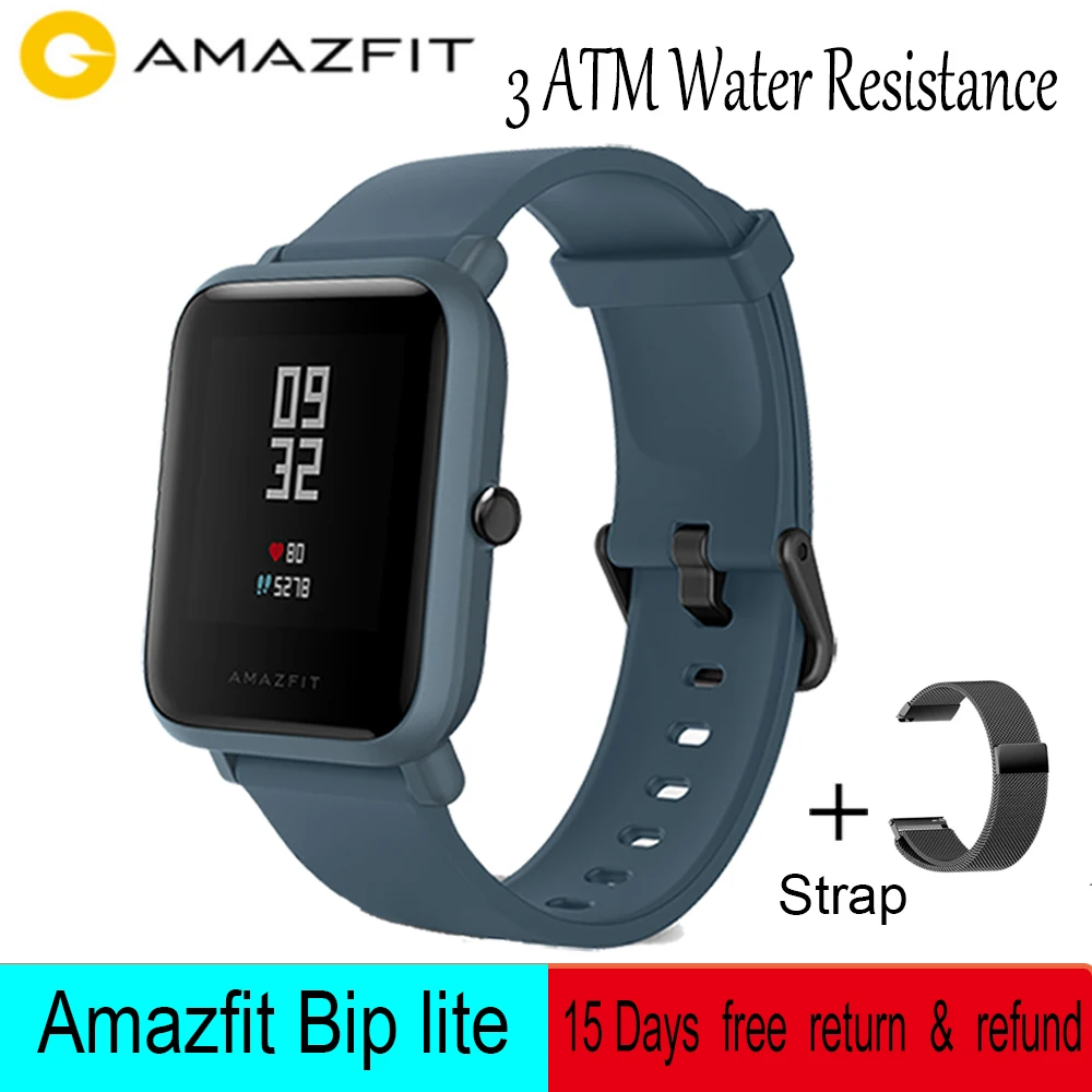 Умные часы Amazfit Bip Lite Водонепроницаемые (3 атм) с аккумулятором на 45