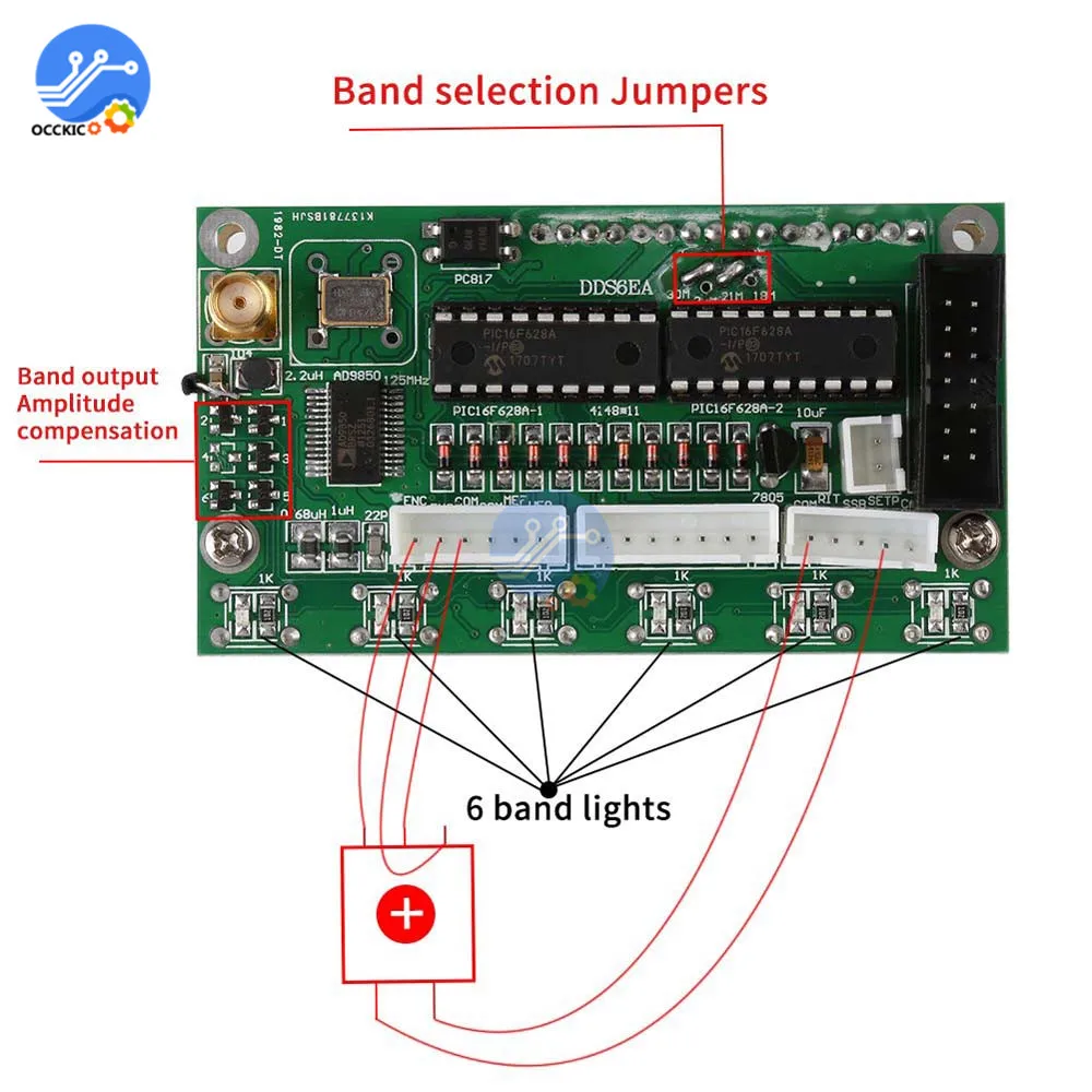 AD9850 6 диапазонов частот 0~ 55 МГц DDS генератор сигналов цифровой HAM Радио RIT VFO SSB частота накидка тестер с желтым экраном