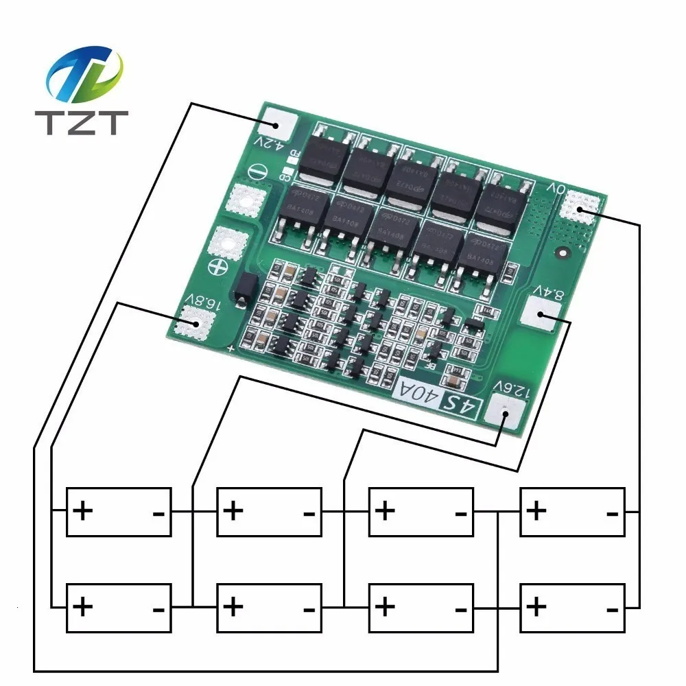 TZT 4S 40A литий-ионная литиевая батарея 18650 зарядное устройство PCB BMS Защитная плата для электродвигателя 14,8 V 16,8 V Lipo модуль ячейки