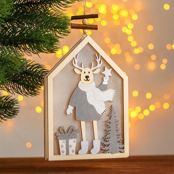

New Year's decor with illumination "House with a deer" 2AA, 2x13.8x20 cm