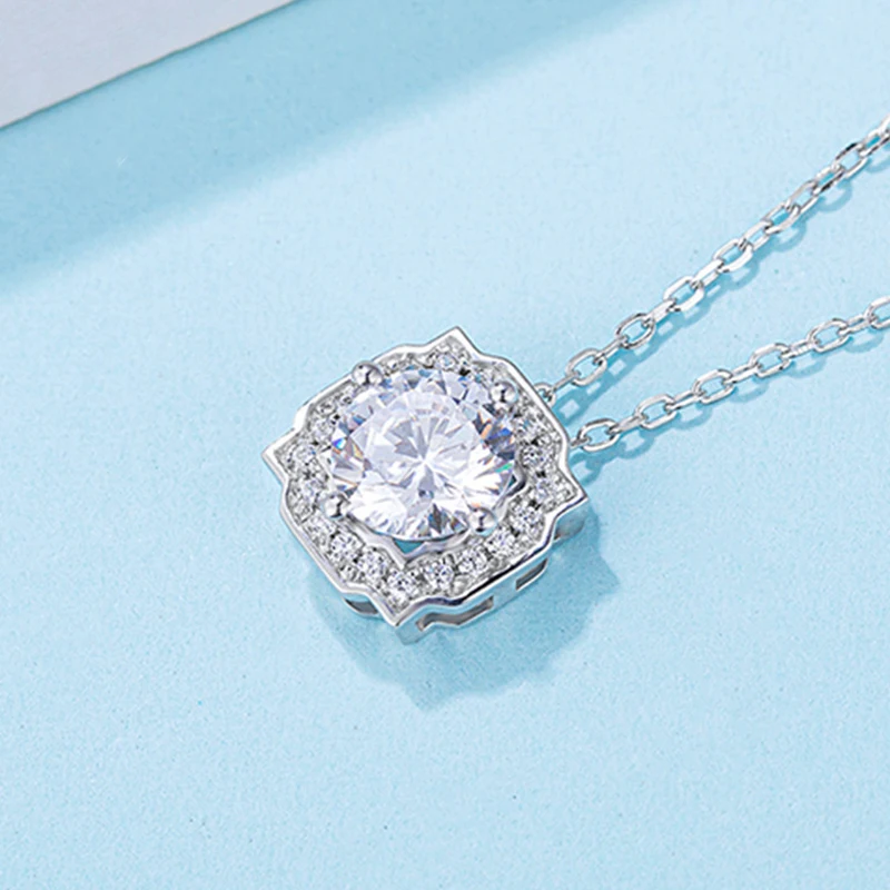 OEVAS Sparkling D Color Real 1 Carat Moissanite Bridal Pendant Necklace 100% 925 Sterling Silver Wedding Fine Jewelry Wholesale