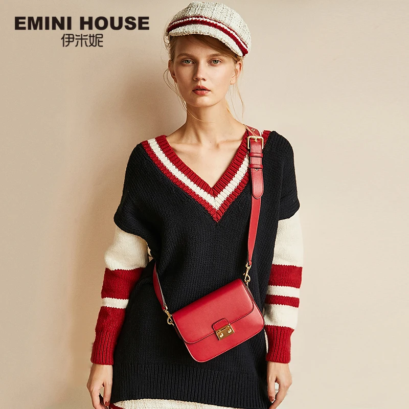 EMINI HOUSE классические сумки с откидным клапаном женская наплечная сумка из спилка