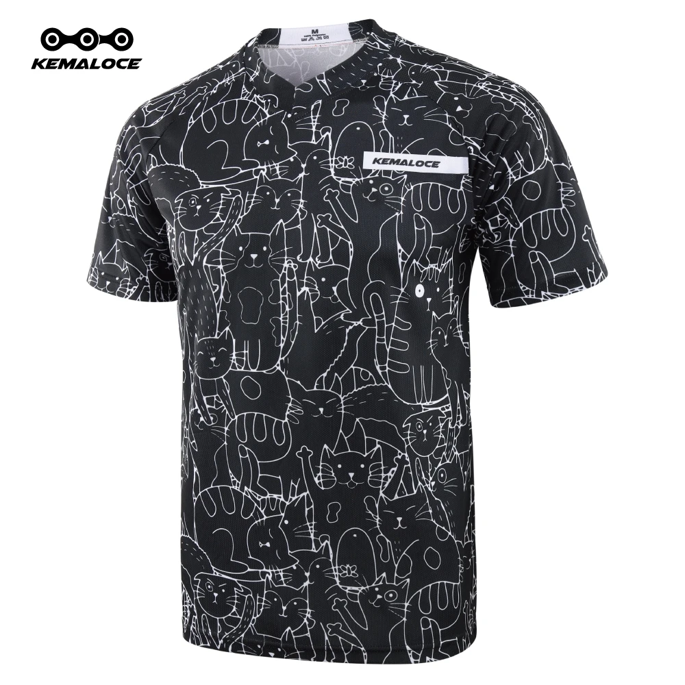 thumbnail image 1 of Camiseta de ciclismo de montaña unisex de poliéster KEMALOCE, color blanco, para adultos, BMX, profesional, transpirable, de manga corta, para ciclismo de montaña, 1 of 5