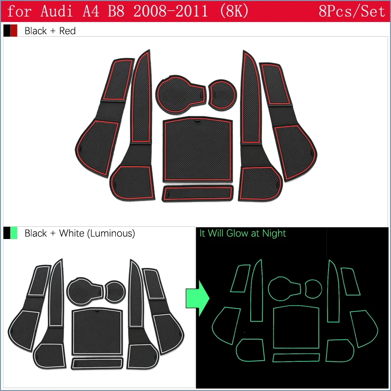 Для Audi A4 B8 2008 2009 2010 2011 A4 8K RS4 S4 гибкие чехлы из термопластичного полиуретана(RS противоскользящими резиновыми затворный слот подставка под кружку, костер аксессуары наклейки для автомобиля