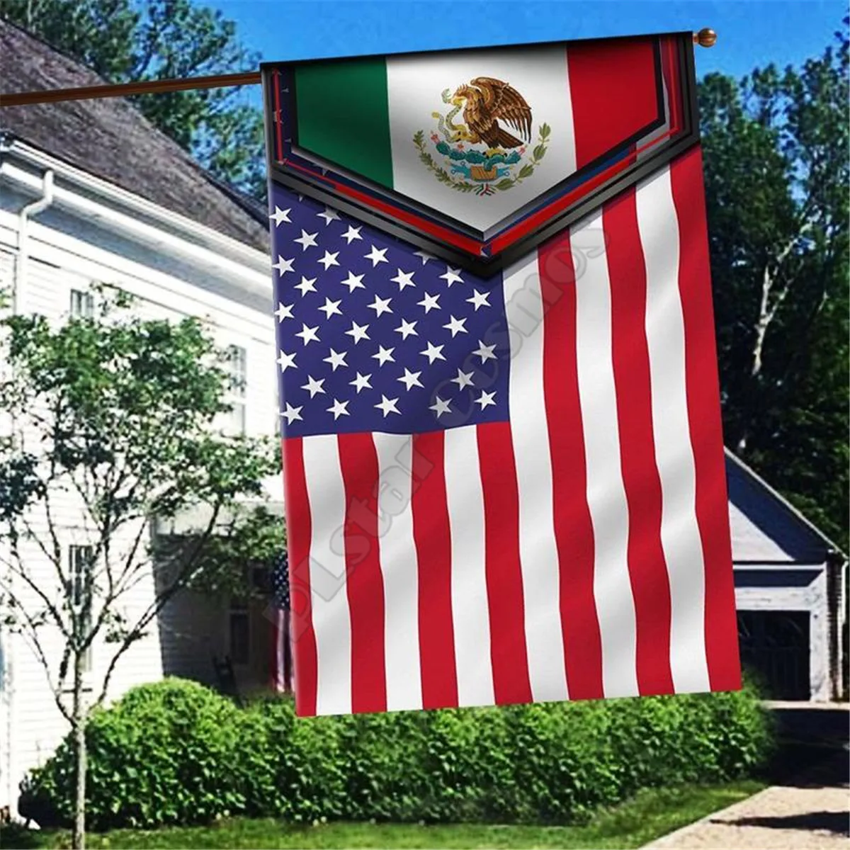 

Mexico America Flag 3D Full Printing Garden Flags Hanging House Decoration