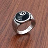 Punk 316L Stainless Steel Number Black 8 Eight Pool Billiard Ball Gear Ring Jewelry 1