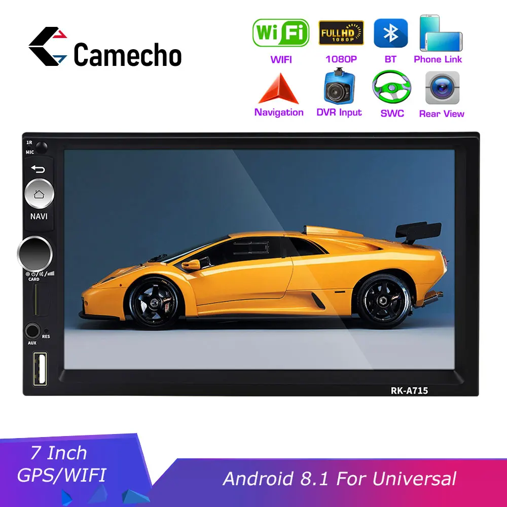 Camecho 2Din Android 8 1 автомобильный Радио мультимедийный видео плеер навигация WIFI
