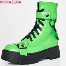 Г., новые модные мотоботы Женская обувь в стиле панк осенне-зимние ботинки на платформе со шнуровкой и пряжкой красивые женские ботильоны на молнии
