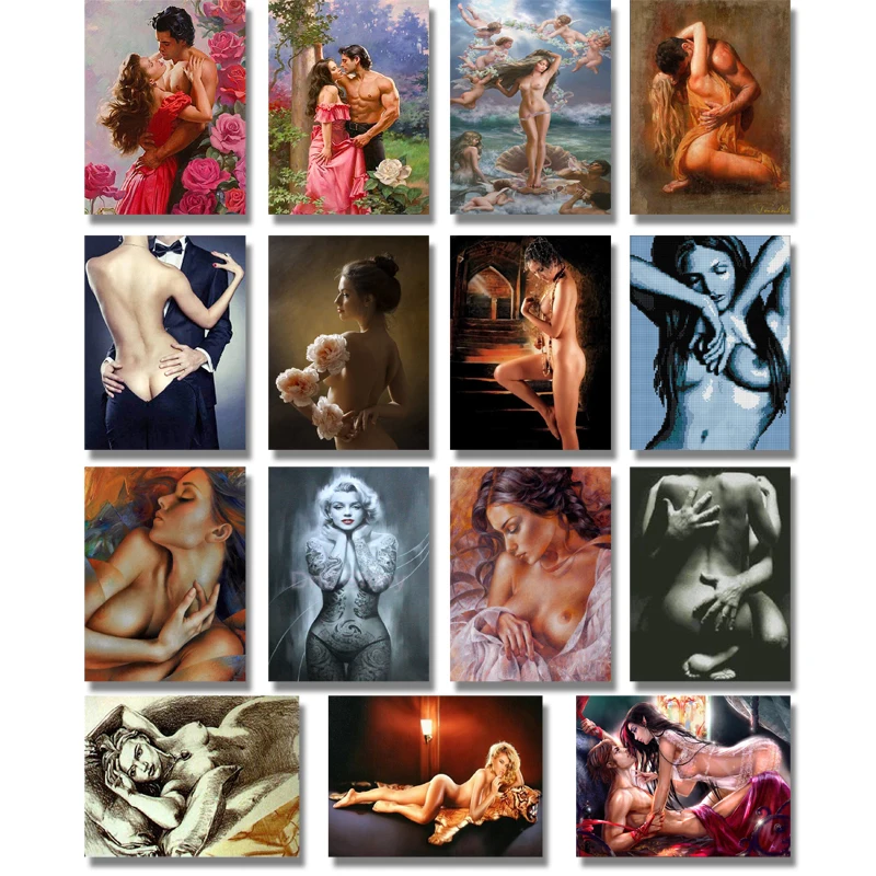 

5d Diy Diamond Painting Intimate Couple Cross Stitch Nude Art Needlework 3d Diy Full Round Diamond Embroidery Cross Stitch Sets