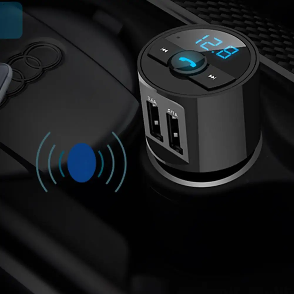 1pcs Bluetooth-compatible Version 5.0 Fm Transmitter Car Player Kit Card Charger Quick with Qc3.0 Dual Usb | Автомобили и