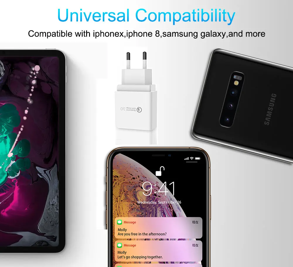 Usb зарядное устройство Quick Charge 3,0 18 Вт США ЕС Великобритания вилка настенное мобильное быстрое зарядное устройство для Iphone X 8 7 samsung Xiaomi huawei Qc3.0 Быстрая зарядка