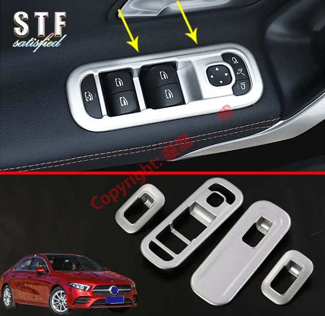 

ABS Pearl Chrome Interior Door Window Buttons Cover Trim For Benz A Class W177 2019 2020 Car Accessories Stickers