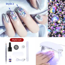 Полный маникюрный набор с светодиодный лампой Сушилка Гель лак для ногтей набор Инструменты для маникюра дизайн ногтей Украшение горный хрусталь для покраски ногтей ручка