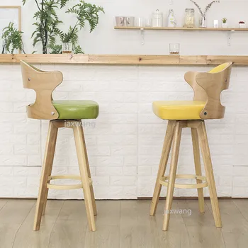 

Nordic Light Luxury Wrought Iron Home Simple Bar Stool High Stool Bar Chair Leisure Backrest Customized Kitchen Dining Chair