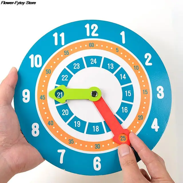 1X Kids Montessori Wooden Clock Toys Time Learning Teaching Aids Educational Toys For Children Primary School Clever Board Toy 1
