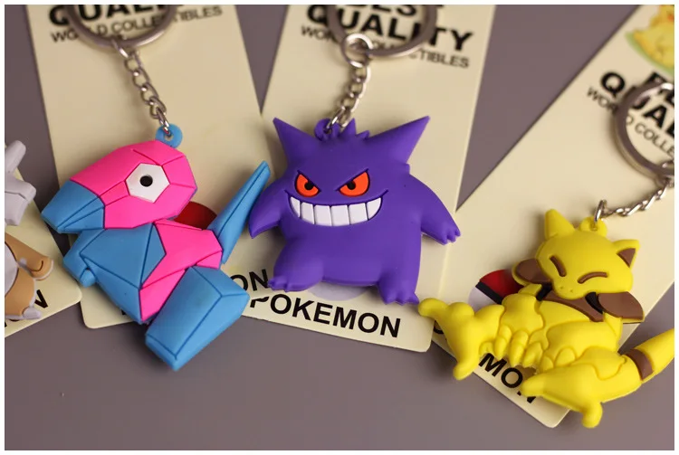 he man toys Pokemon Anime Marowak Abra Gengar Ponyta Porygon Alloy Silicone Keychain Accessories Pendant Bag Key Ring Pendant Birthday Gifts hot toys star wars