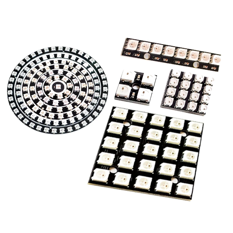 Модуль светодиодной панели WS2812 WS2812B WS 2811 5050 RGB 4 8 12 16 каналов 5 В 1 бит 24 Радужный