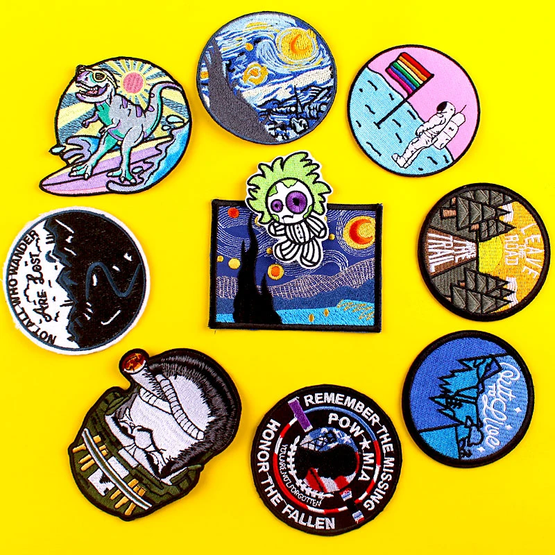 Parche de Van Gogh, parches bordados para ropa, camiseta, Parche de animados, parches para planchar para ropa, pegatina DIY en la ropa| Parches| AliExpress