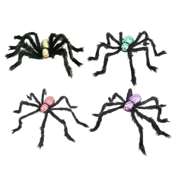 

4Pcs Artificial Plush Spider Funny Toy Halloween Scary Props