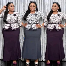 Vestidos 2 Pcs Plus Size African Dresses For Women Clothing 2021 Mother Maxi Dress Robe Longue Ensemble Femme Roupas Femininas