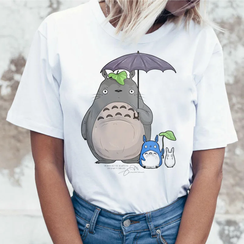 Totoro футболка Женская Топ Футболка студия Ghibli kawaii 90s Графический harajuku Miyazaki Hayao женская мода