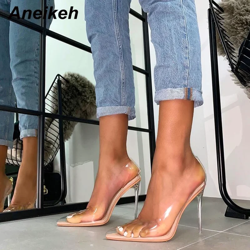 Aneikeh коллекция 2021 года модные туфли-лодочки из ПВХ женские прозрачные сандалии