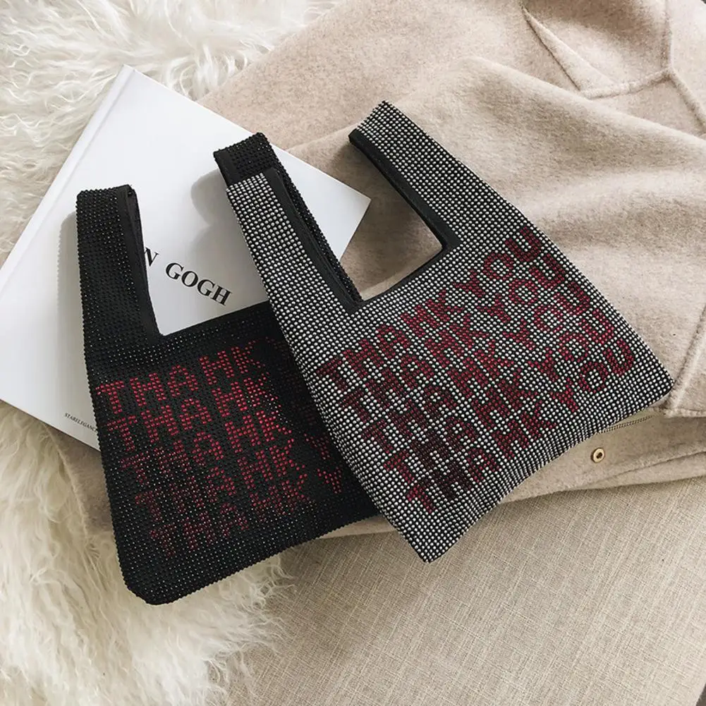 

Tide Tote Bag for Women Korean Style Shoulder Bag Sequins Bag with Rhinestone Fashion Handbag