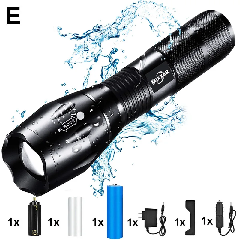 Option E EZK20 Q250 TL360 T6 светодиодный ручной тактический флэш-светильник с зумом фонарь светильник для кемпинга лампа для 18650 перезаряжаемая батарея AAA - Испускаемый цвет: Option E