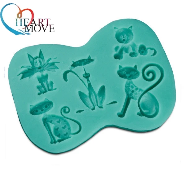 HEARTMOVE Beautiful cat sharp 3D Silicone cake fondant Mould tools Cookware Cake Decorating fondant mold 9307