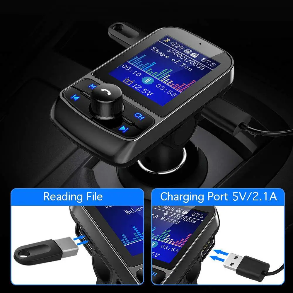 Fm-передатчик 1," цветной экран AUX модулятор Bluetooth беспроводной радио адаптер аудио автомобильный комплект 5 в 3.1A USB зарядное устройство TF карта