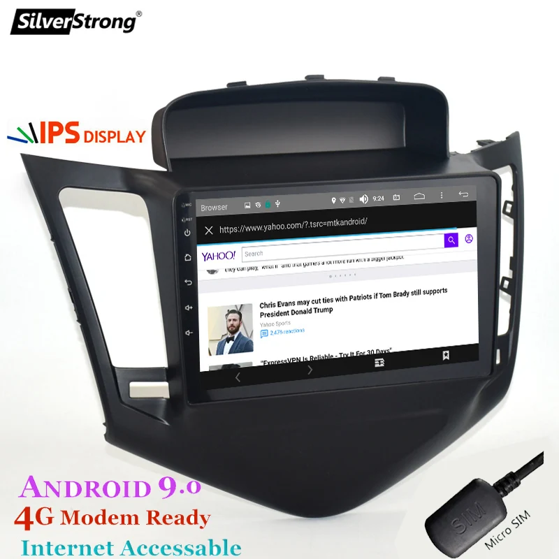Best SilverStrong IPS display Android9.0 4G Car 2DIN For Chevrolet CRUZE 2008-2012 Multimedia Player Navigation GPS Android9.0 4