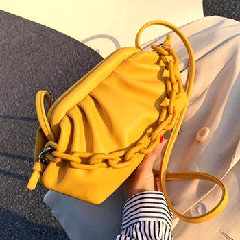 

Luxurious Chain Handbags 2020 New Candy Color PU Leather Shoulder Messenger Bags Small Cross Body Bag Pillow Bag