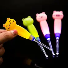 3 PcsSet Kids Baby LED Ear Pick Cartoon Animal Handle LED Light Baby Kid Ear Pick Spoon Earwax Remover Cleaner Random easy clean