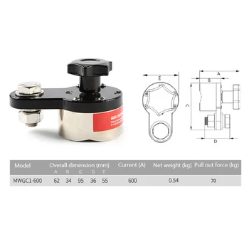

600A ElectroMagnetic Welding Ground Clamp Ground Magnet Connector Switchable Magnet Welding Bracket Welding Tool