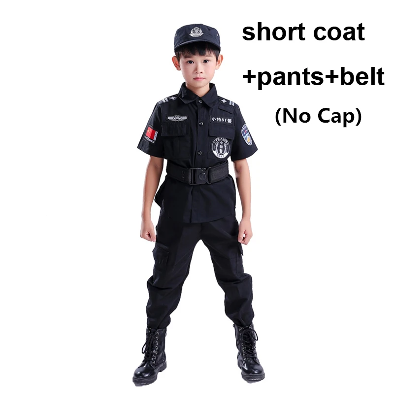 Short 3pcs Set Детские костюмы на Хэллоуин, полицейская форма, детская одежда для детского дня - Цвет: Short 3pcs Set