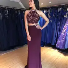 Фиолетовое платье на выпускной, с розами, длина до пола, два предмета, платье русалки, женские вечерние платья, высокое качество, элегантные вечерние платья