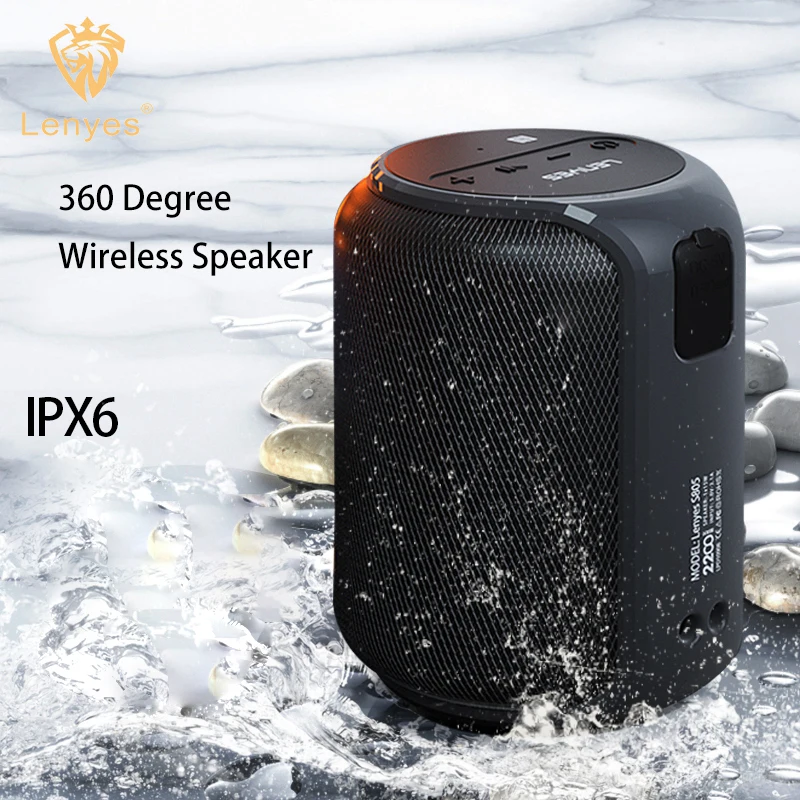 

Lenyes Bluetooth 4.2 TWS Speakers 360 Degree Surround Sound Waterproof IPX6 Outdoor 15W Wireless Music Player Rainy Day S805