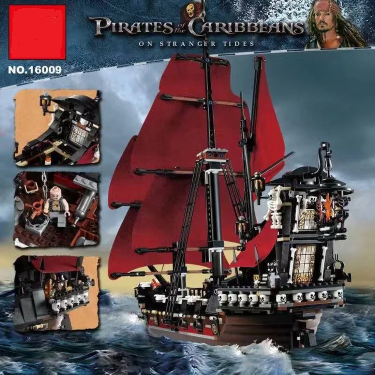 

16009 pirates of the caribbean ship Building Blocks Compatible Legoinglys 4184 4195 Self-Locking Bricks Children Toys Gift