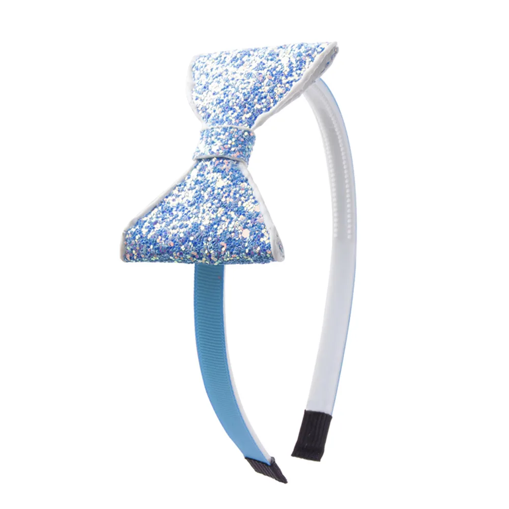 Аксессуары для волос Meimile с блестками и бантом; детские повязки на голову с блестками; вечерние повязки для волос ярких цветов - Цвет: Blue headband